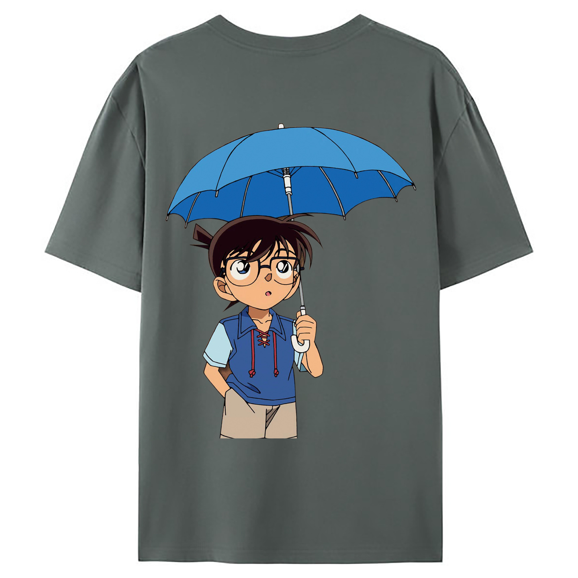 （画像用） 名探偵コナン 江戸川 コナン Detective Conan Conan Edogawa 綿100％ メンズ半袖Tシャツ（バックプリント） 通気性